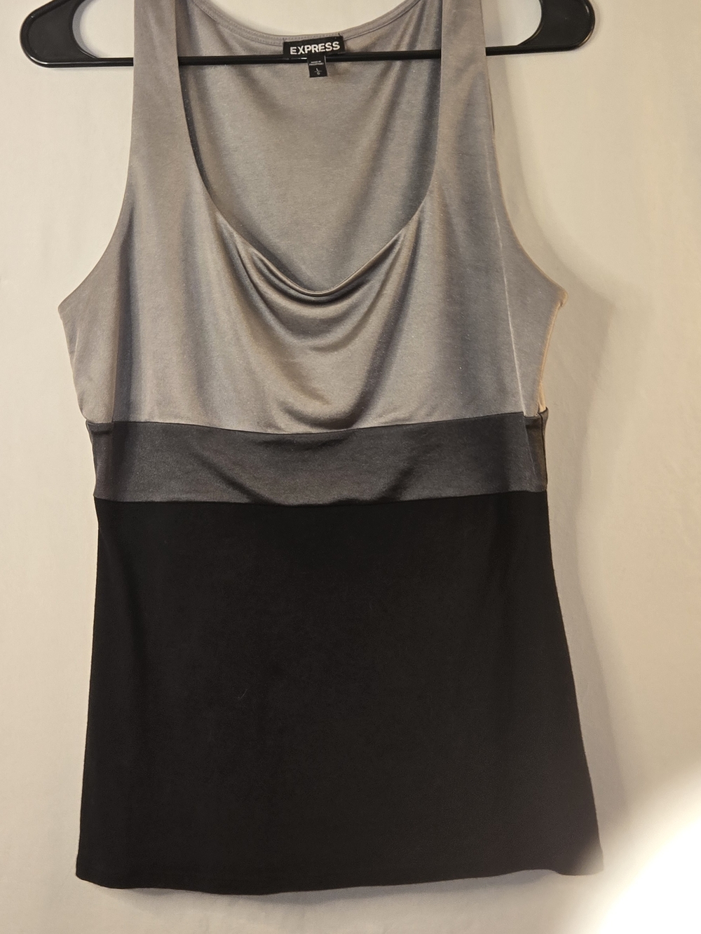 Express Gray and Black Draped Neck Cami Tank